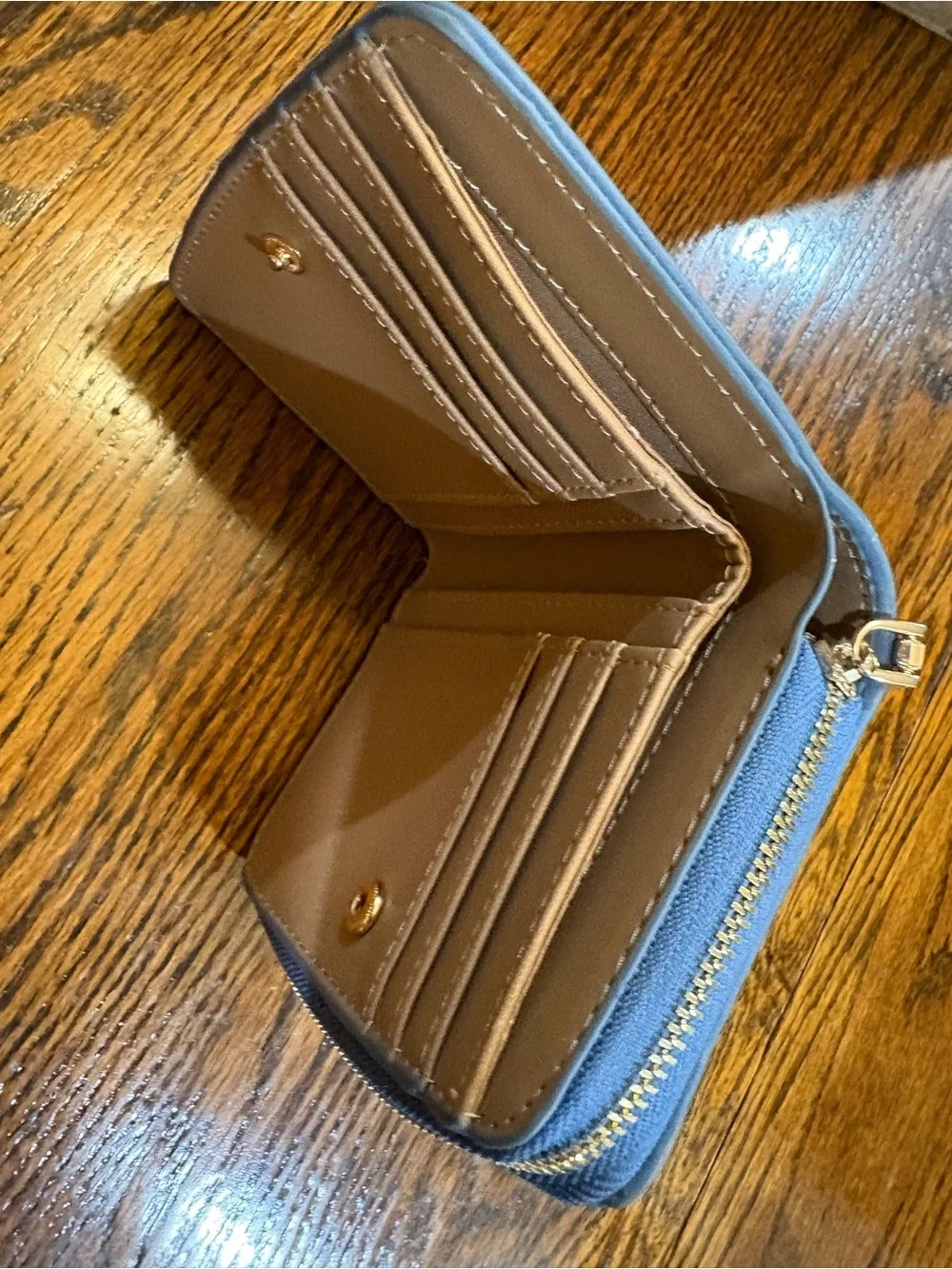 Anne Klein Pebbled Leather Card Holder Wallet in Slate Blue